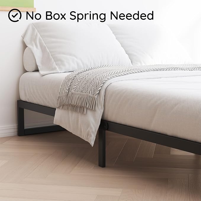 Richwanone 10 Inch Twin Bed Frames, Metal Platform Mattress Foundation with Steel Slat Support, No Box Spring Needed, Easy Assembly, Black | Twin Bed Frames, Mattress Foundation with Steel Slat Support, No Box Spring Needed, Easy Assembly