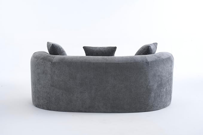 67" Cloud Curved Loveseat Sofa, Deep Seat Boneless Love Seat Couches with 3 Throw Pillows, Modern Chenille 2 Seater Compressed Floor Loveseat Sofa for Living Room Small Spaces, No Assembly | Breathable material