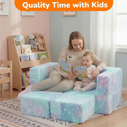 MeMoreCool Kids Sofa Couch, Glow in Dark Couch Sofa, Modular Convertible Kids Furniture