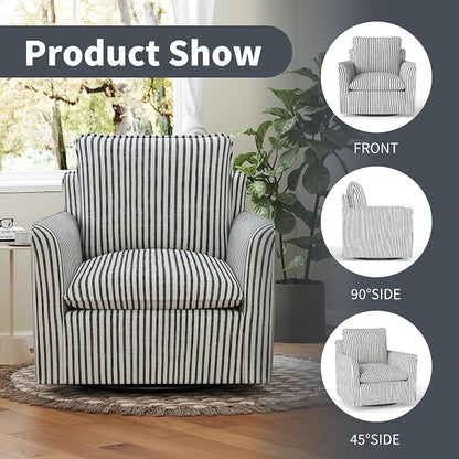 INZOY Swivel Accent Chair Set of 2, Upholstered Square Chair, Swivel Barrel Reading Chair with Thick Padded Backrest Cushion for Living Room Bedroom Small Space, Blue