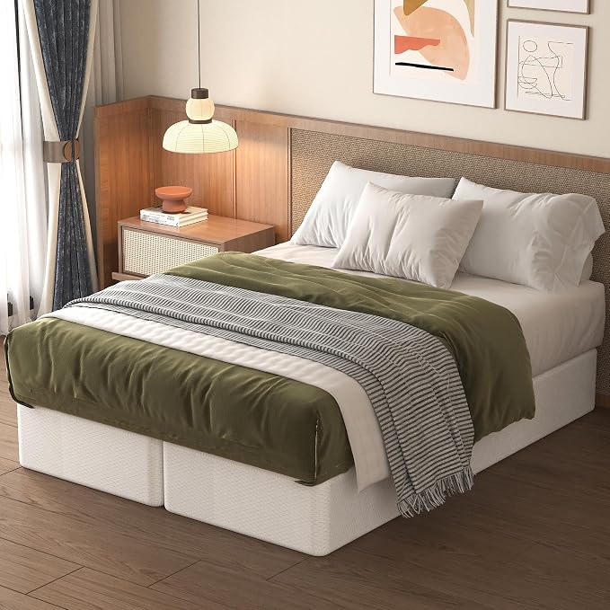 Lutown-Teen 9 Inch Split King Box Spring Bed Base, 3500lbs Heavy Duty Metal High Profile King Size Box Spring Mattress Foundation with Fabric Cover, Noise-Free, Non Slip, Easy Assembly