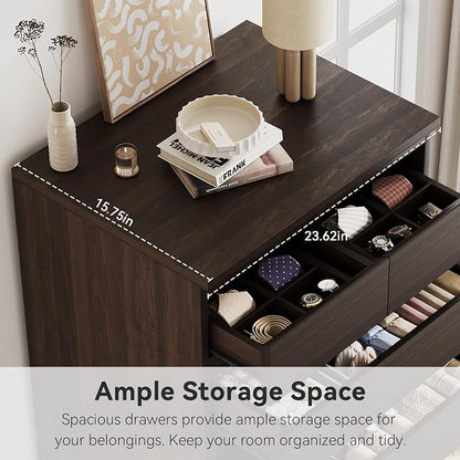 Jocoevol Brown Tall 8 Drawer Dresser for Bedroom,Dressers & Chests of Drawers with Jewelry Storage,Wood Storage Dresser with Deep Drawers for Living Room Hallway Entryway(55.3" L*23.6" W*15.7")