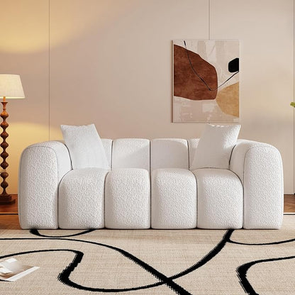 WHGBJA 70" Cloud Couch with Armset, Loveseat White Couch, Reclining | Chenille Fabric Sleeper Sofa, Recliner Couch Bed for Bedroom/Living Room, 2-3 Seater