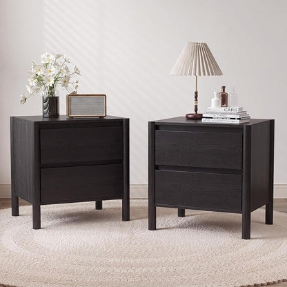 CHUWELL 3-Piece Bedroom Dresser Set-7 Drawer Dresser & 2 Nightstands,51" Wide Black Dresser and Night Stands Set with Solid Wood Cylindrical Legs