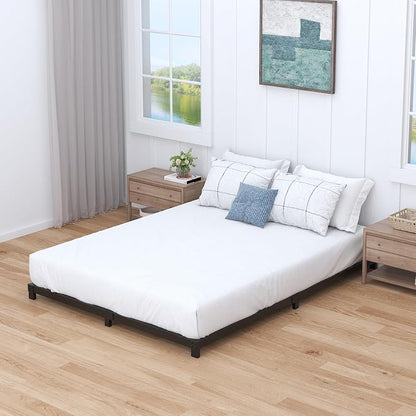 Nailsong 4 inch Cal King Bed Frame Low Profile, California King Bed Frames No Box Spring Needed, Heavy Duty Metal, Easy Assembly, Black
