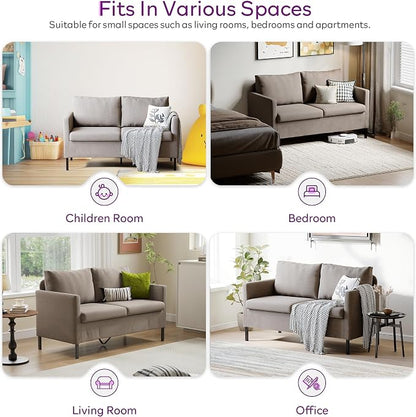 TYBOATLE Modern Beige Small Loveseat Sofa Couch for Living Room, 51 Inch Upholstered 2-Seater Love Seats w/Iron Legs for Compact Small Space, Apartment, Bedroom, Dorm, Office