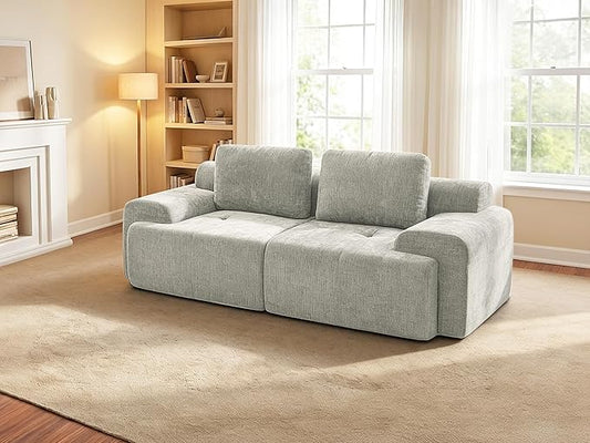 85" Oversized Boneless Couch, Comfort Cloud Sectional Couches for Living Room, Modular Sofa High Back & Extra Deep Seat, No Assembly, Soft Chenille Fabric (Light Grey, 85 inch- Shaped（2+0）)