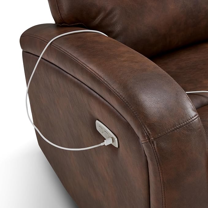 MCombo Zero Wall Recliner Loveseat, 2-Seat Power Wall Hugger Sofa with USB & Type-C Dual Ports, for Small Space, Living Room, RV PR646 (Dark Brown, Loveseat)