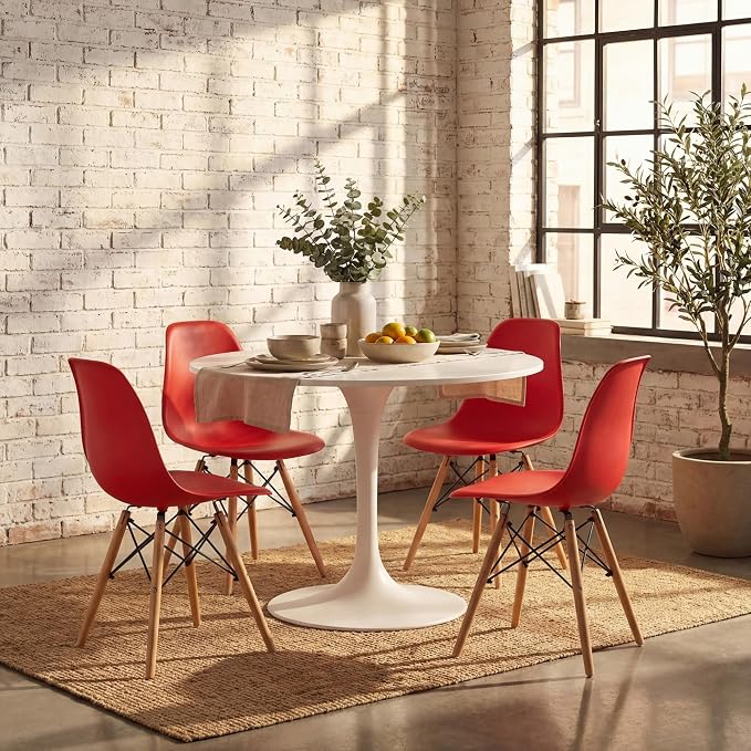 Furmax Modern Style Dining Chair Mid Century Modern DSW Chair, Shell Lounge Plastic Chair for Kitchen, Dining, Bedroom, Living Room Side Chairs Set of 4