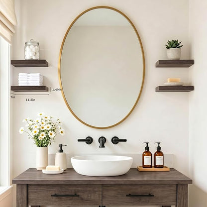 Smoke Gray Floating Shelves for Wall, Set of 4 Modern Wall Shelves Over Toilet for Bathroom, Bedroom, Kitchen & Living Room Decor Display, Minimal Storage & Wall Organizer, 12"x7"x1.5"