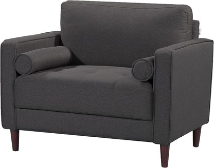 Studio Living® Lexington 39.4" Arm Chair, Mid-Century Modern, Pocket Coil Comfort, Easy Assembly, Woven Fabric, Heather Grey