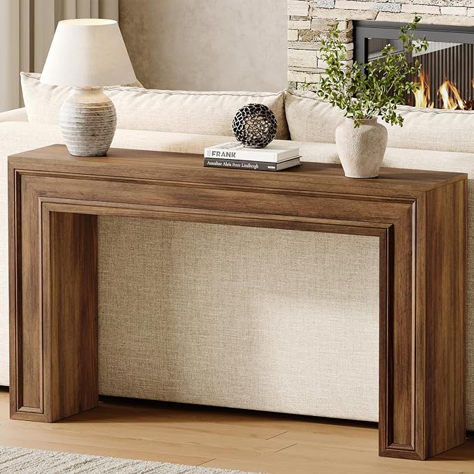 Rresyet 55 Inch Long Console Table, Sofa Table Behind Couch, Entryway Table, Farmhouse Entryway Table for Entrance, Hallway, Living Room (Wood)