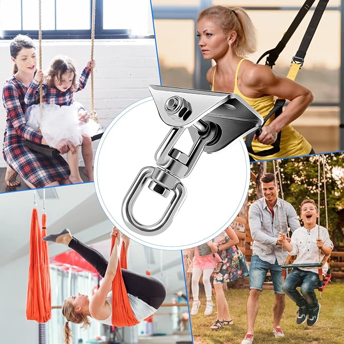 Hammock Hanging Kit with Swing Chain, Morzejar Stainless Steel 1000lb Heavy Duty Capacity Hammock Hooks, Morzejar 360° Swivel Hanging Kit for Trapeze, Yoga, Boxing Bag, Hammock Chair, Porch, Gym