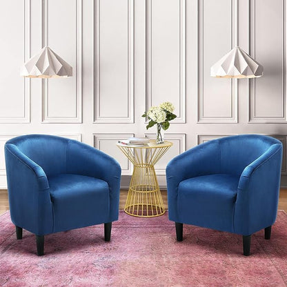 Topeakmart Velvet Accent Chair, Modern Club Chair Upholstered Armchair with Solid Legs Comfy Sofa Chair for Living Room/Bedroom/Waiting Room, Pagoda Blue