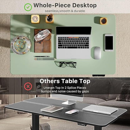 JOY worker Small Electric Standing Desk, 35" x 20" Whole Piece Height Adjustable Desk with Memory Controller, Green Sit to Stand Workstation for Home Office