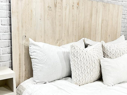 Barn Walls Antique White Headboard, Farmhouse Design, Solid Wood Headboard, Floating Panels, Wall Mount, Adjustable Height, California King Size
