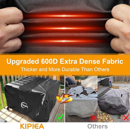 Kipiea Square Fire Pit Cover, Upgraded 600D Strong Tear Resistant, 50" L x 50" W x 24" H Super Waterproof Fire Pit Table Cover, UPF 50+ Outdoor Firepit Cover Square Fading Resistant