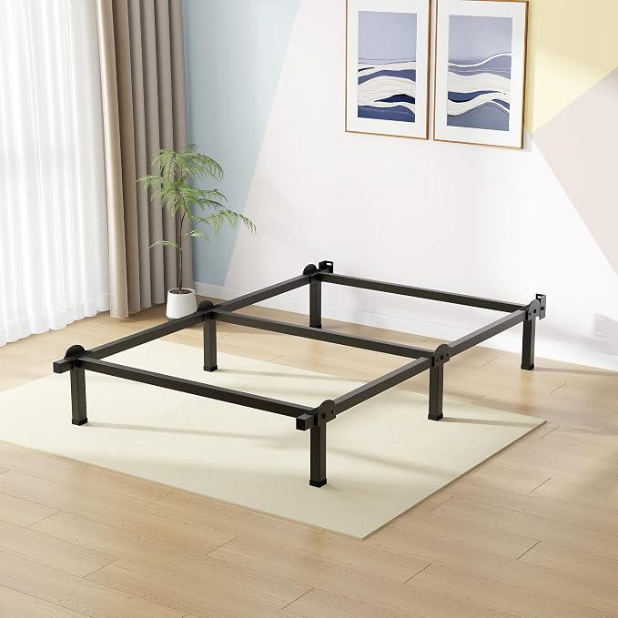 Superay Metal Bed Frame, 6-Leg Bed Base, 8 inches Support for Box Spring, Twin, Easy Assembly, Black