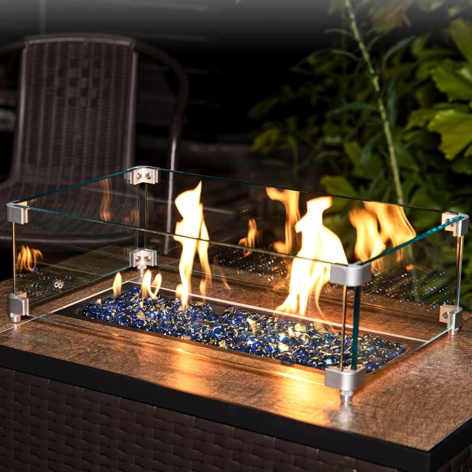 GASPRO 20 lbs Fire Glass for Propane Fire Pit, 3/4 Inch Glass Beads for Fire Pit Table, Glass Rocks for Garden Decor- Cobalt Blue