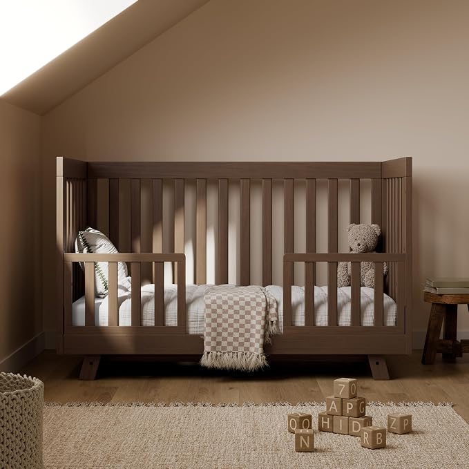 Storkcraft Beckett 3-in-1 Convertible Crib – GREENGUARD Gold Certified, Fits Standard Crib Mattress, Converts to Toddler Bed and Daybed, 4 Mattress Heights, Grow-with-Me Design (Hazelnut)