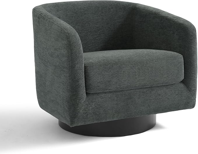Swivel Accent Chairs Set of 2, Chenille Barrel Club Chair Upholstered Armchair for Living Room, Modern Arm Chair Small Single Sofa Bedroom Reading Seat - Gray