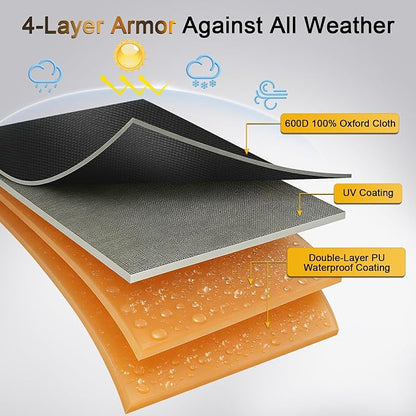 Kipiea Square Fire Pit Cover, Upgraded 600D Strong Tear Resistant, 50" L x 50" W x 24" H Super Waterproof Fire Pit Table Cover, UPF 50+ Outdoor Firepit Cover Square Fading Resistant