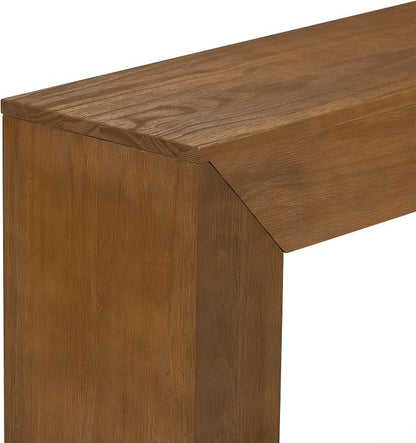 Plank+Beam Grande 56” Console Table with Bottom Shelf, Solid Pine Wood Entryway & Sofa Table, Pecan Wirebrush Finish