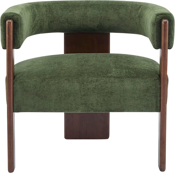 Christopher Knight Home Nettie Modern Accent Chair for Living Room, Velvet Fabric Single Lounge Sofa Chair with Wooden Frame, Comfy Reading Chair for Bedroom, Lounge Armchair with Cushion, Olive Green