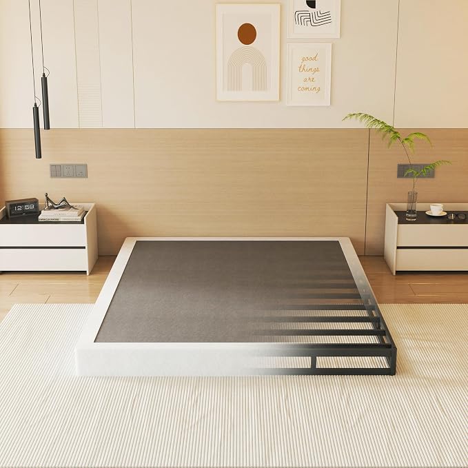 NHODIR 5 Inch Queen Box Spring-Heavy Duty Metal Bed Foundation with Cover, Noise-Free & Tool-Free Easy Assembly,Mattress Support Base for Queen Size Bed