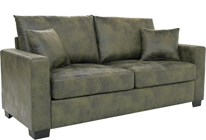 Ball & Cast 69" Loveseat Sofa, Modern Love Seat Couches for Living Room, Upholstered 2 Seater Small Couch with 2 Throw Pillows for Bedroom,Apartment,Office,Easy Assembly,Olive Green