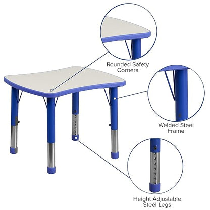 EMMA + OLIVER 21.875x26.625 Blue Plastic Height Adjustable Activity Table