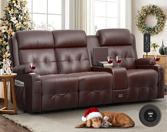 Recliner Sofa, Massage Reclining Sofa 3 Seater Sets Heavy Weight Capacity, RV Loveseat Couch Clearance with Console, USB, Type C Port, Storage, Cup Holders, Wall Hugger Chair for Living Room