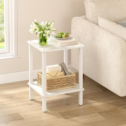 TUTOTAK End Table, Side Table, Nightstand, 2-Tier Storage Shelf, Sofa Side Table for Small Space, Living Room, Bed Room TB01BMW034
