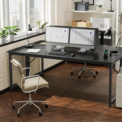 PRAISUN 80 X 24 Inch Office Computer Desk with Power Outlets and USB-C Port, Larger and Longer Gaming Desk, for Home Office, Study, Writing Work from Home Table, Metal Frame, Black