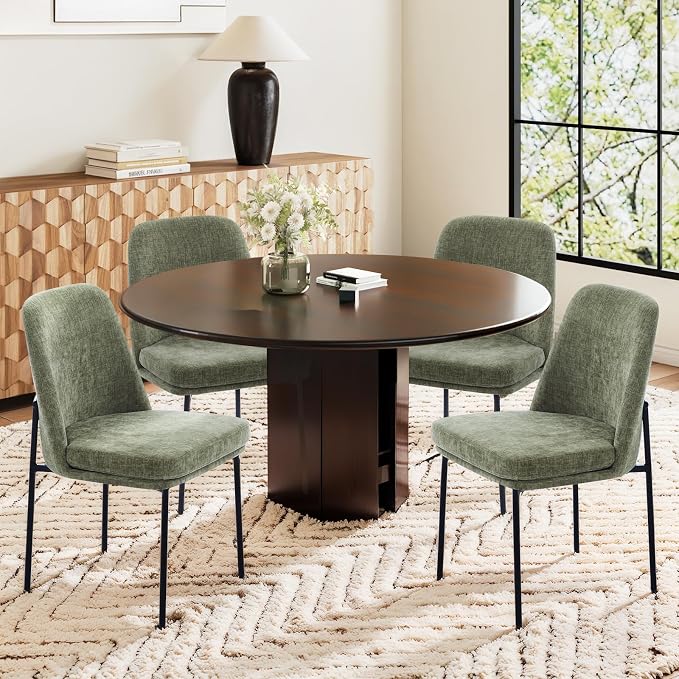 COLAMY Upholstered Dining Chairs Set of 2, Modern Dining Room Chairs with Curved Back and Metal Legs, Dinner Chair Kitchen Chairs for Dining Room and Living Room, Green