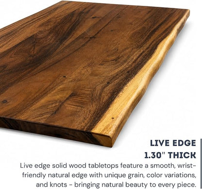 Walnut Solid Wood Table Top – Live Edge Wood Slab for Desktop, Countertop, Laundry, Dining Table, RV Table Top – 25" D x 38" W, Fully Finished and Scratch Resistant