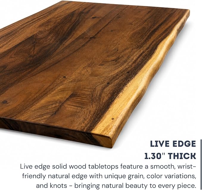 Walnut Solid Wood Table Top – Live Edge Wood Slab for Desktop, Countertop, Laundry, Dining Table, RV Table Top – 27" D x 60" W, Fully Finished and Scratch Resistant