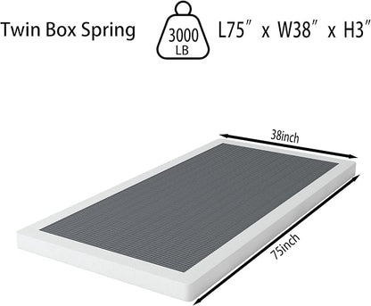 OSASET Low Profile Box Spring Twin - 3 Inch Box Spring for Twin Heavy Duty Bed Foundation Metal Bed Base Easy Assembly