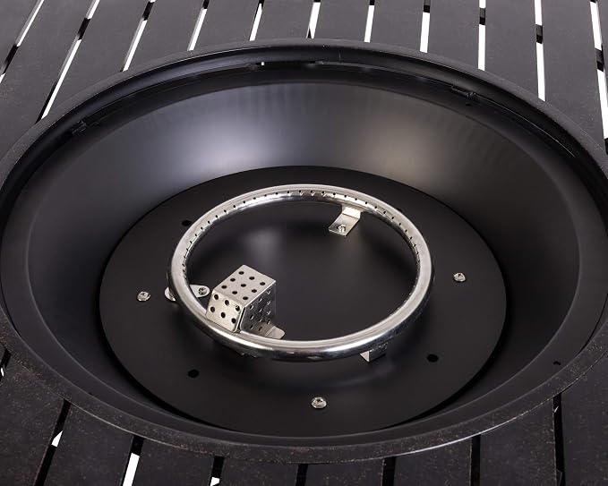 Fire Sense 61832 Grand Cooper Aluminum Convertible Gas Fire Pit Table 55,000 BTU Multi-Functional Outdoor with Fire Bowl Lid, Nylon Weather Cover & Clear Fire Glass - Bronze Finish - Round - 44"