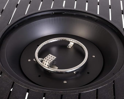 Fire Sense 61832 Grand Cooper Aluminum Convertible Gas Fire Pit Table 55,000 BTU Multi-Functional Outdoor with Fire Bowl Lid, Nylon Weather Cover & Clear Fire Glass - Bronze Finish - Round - 44"