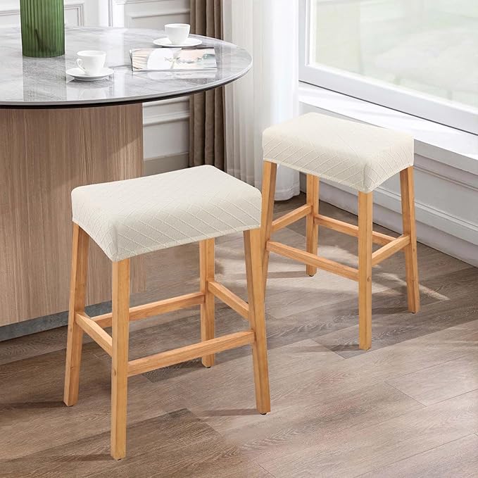 YISUN Stool Covers Rectangle - 2 Pack Stretch Waterproof Saddle Seat Cover Counter Bar Stools Bar Chairs Covers Kitchen Island Chairs Cushion Protector