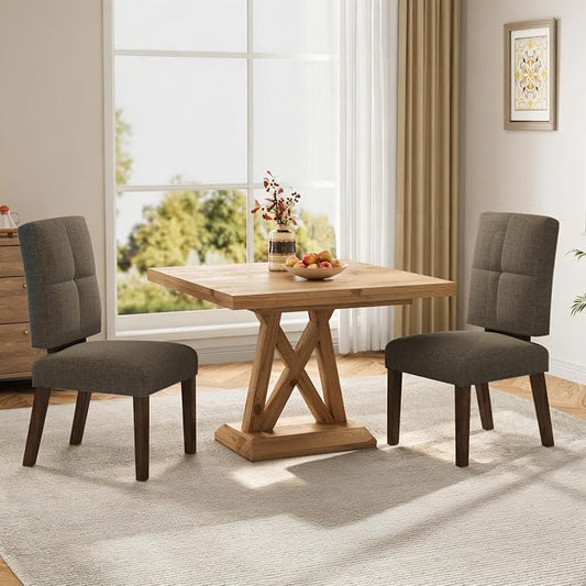 HOMRELEXA Wooden Dining Chairs Set of 2, Dining Room Chairs with Wood Legs, Cloud-Like Cushion & Reinforcement Structure Design for Kitchen/Living Room/Restaurant, Easy Assembly