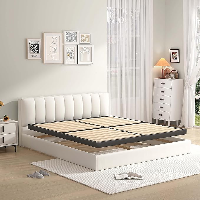 MAF Box Springs King Size 2 Inch, Low Profile King Box Spring with Round Corners, Bunkie Board with Wood Slats Bed Slat Replacement 3500 lbs Black Heavy Duty Metal Mattress Foundation, Easy Assembly
