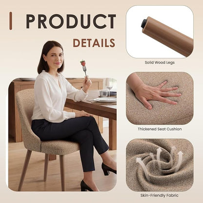MALOL Upholstered Dining Chairs Set of 6, High-Back Dining Room Chair with Wood Legs, Padded Kitchen Chairs for Dining Room/Restaurant/Cafe, Camel