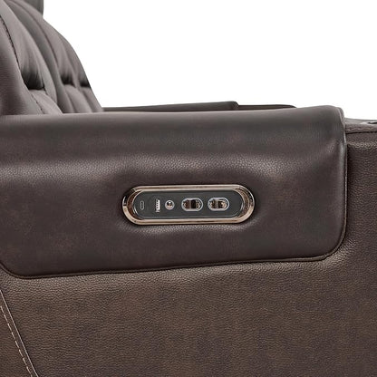 Watson & Whitely Genuine Leather Power Loveseat and Recliner Sofa Set, Lay Flat Reclining Couch with Console, Power Headrest, USB & Wireless Charging, Cup Holders for Living Room, Dark Brown