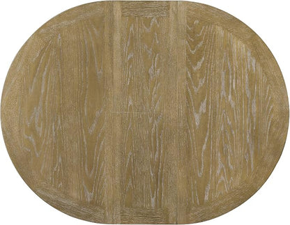 LUMISOL 42"-54" Extendable Round Dining Table for 4-6, Farmhouse Round to Oval Kitchen Table with 12" Removable Leaf and Pedestal Base, Wood Dinner Tables for Dining Room, Living Room, Natural