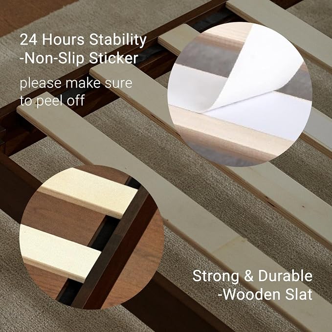 LIFEMENT Full Bed Frame Classic Wood Platform, Noise Free, Under Bed Storage, No Box Spring Needed, Easy Assembly, Cherry