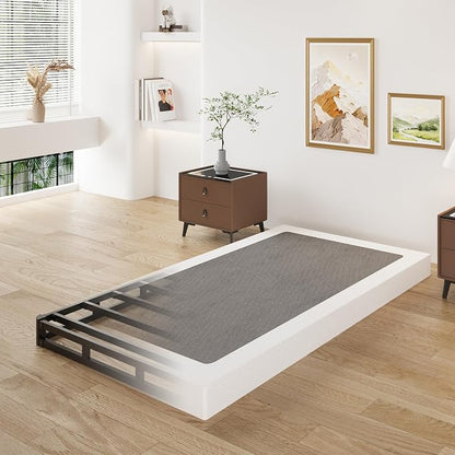 Lutown-Teen 3 Inch Twin Box Spring Low Profile, Heavy Duty Metal Box Spring Twin Bed Base with Fabric Cover, Mattress Foundation, Noise Free, Easy Assembly