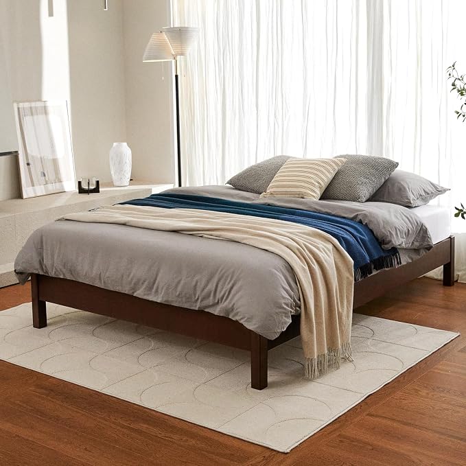 LIFEMENT Full Bed Frame Signature Wood Platform, Noise Free, Under Bed Storage, No Box Spring Needed, Easy Assembly, Walnut