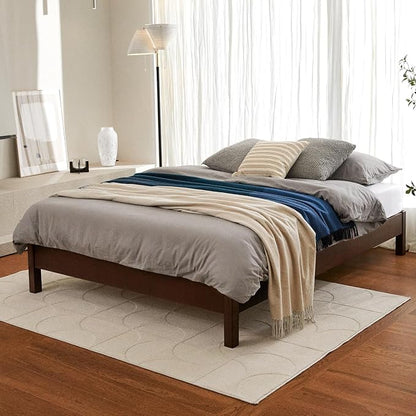 LIFEMENT Full Bed Frame Signature Wood Platform, Noise Free, Under Bed Storage, No Box Spring Needed, Easy Assembly, Walnut